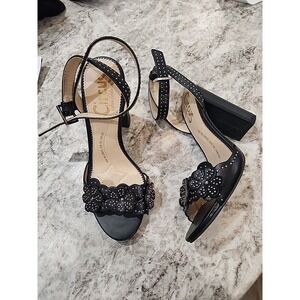 Circus by Sam Edelman Merle Studded Floral Leather Sandals Black Size 6 1/2